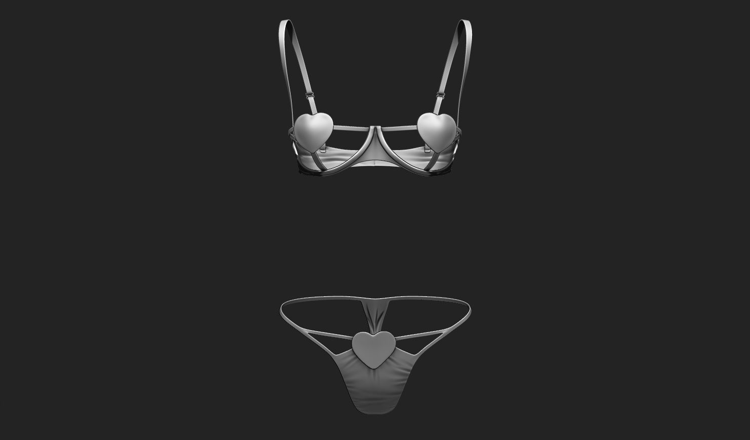 Underwear Set for 3D Avatars - The Sims - Second Life - VR Chat Low-poly 3D model_11