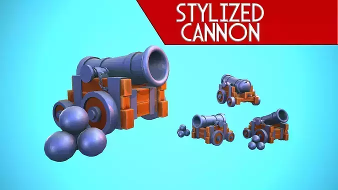 STYLIZED CANNON CARTOON STYLIZED REALISTIC Low-poly 3D model