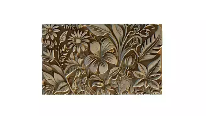 mural flowers decor set wall panel 05