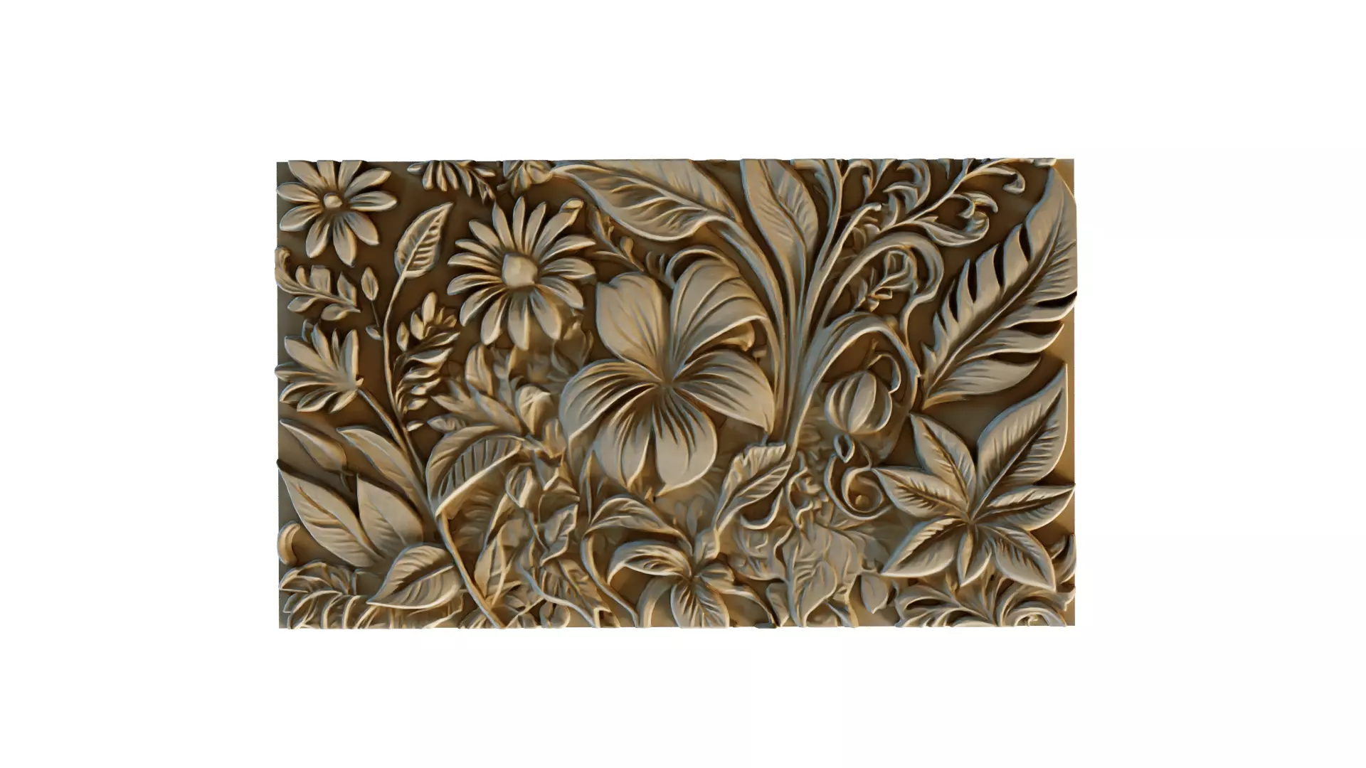 mural flowers decor set wall panel 05 3D model_0