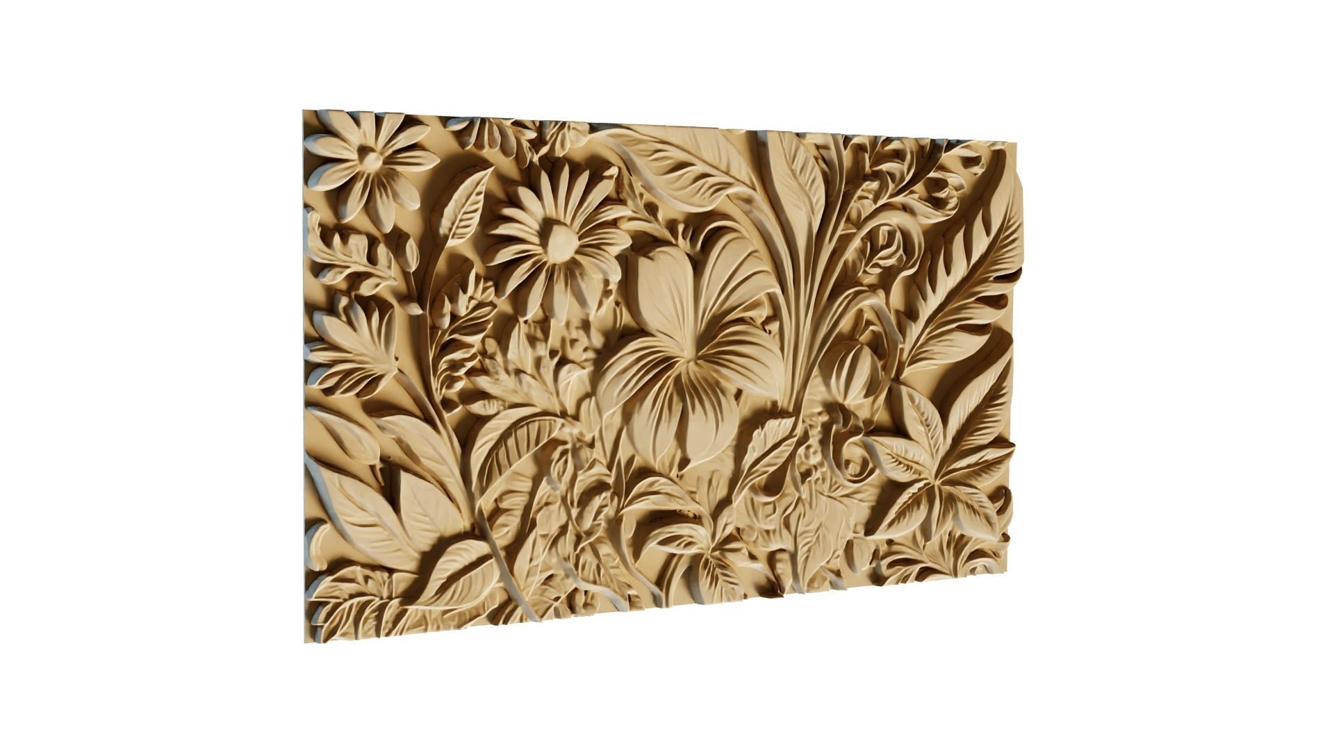 mural flowers decor set wall panel 05 3D model_3