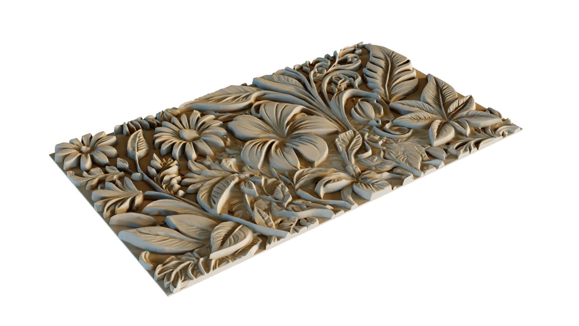 mural flowers decor set wall panel 05 3D model_1