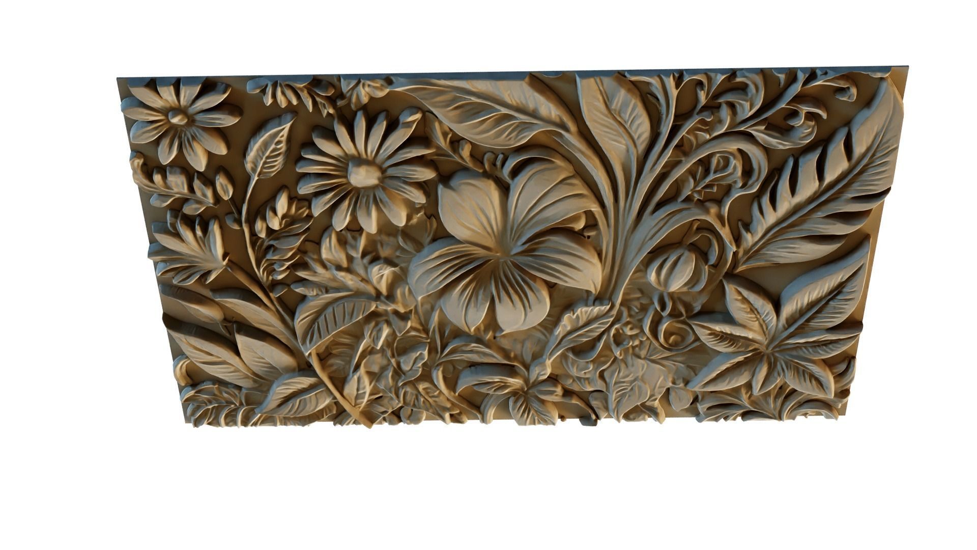mural flowers decor set wall panel 05 3D model_2