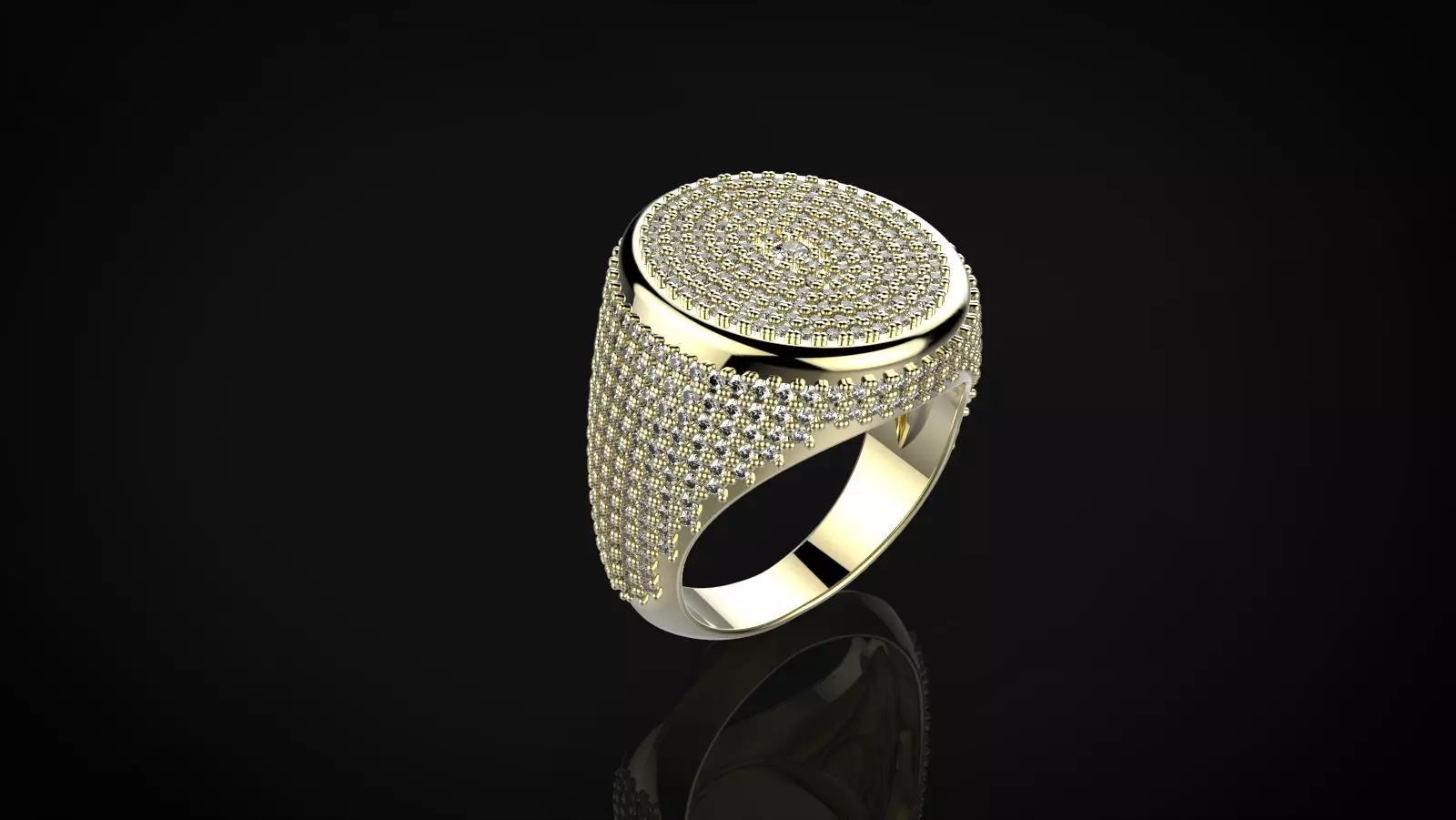 Iced out signet ring 3D print model