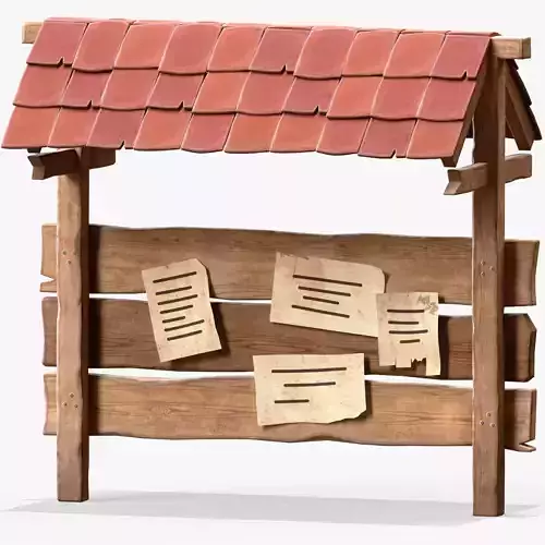 Wooden Bulletin Board 3D model