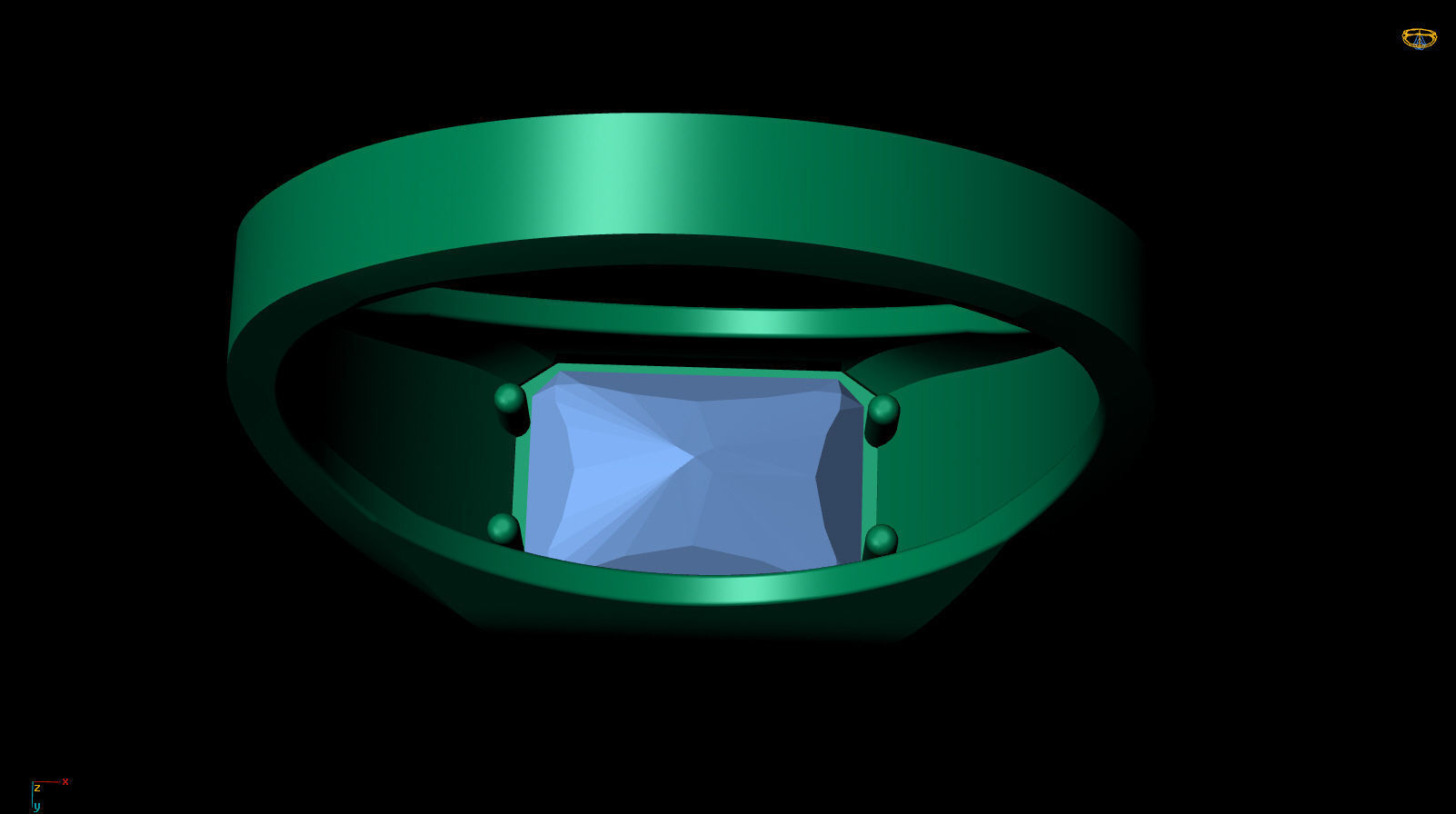 Octagonal Gem 7x5 mm Signet Pinky Ring 3D print model_11