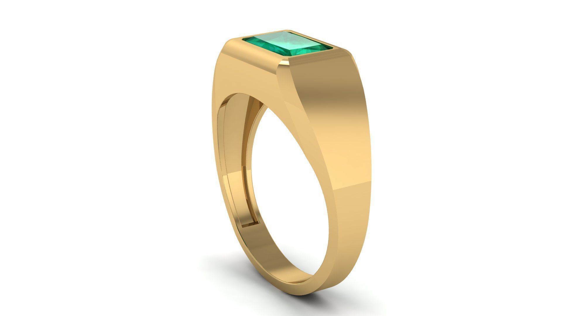 Octagonal Gem 7x5 mm Signet Pinky Ring 3D print model_2