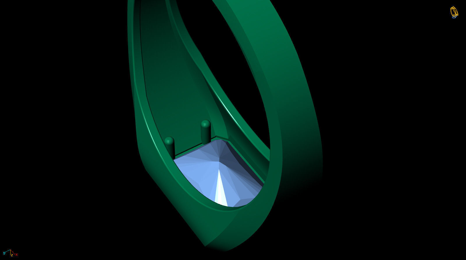 Octagonal Gem 7x5 mm Signet Pinky Ring 3D print model_12