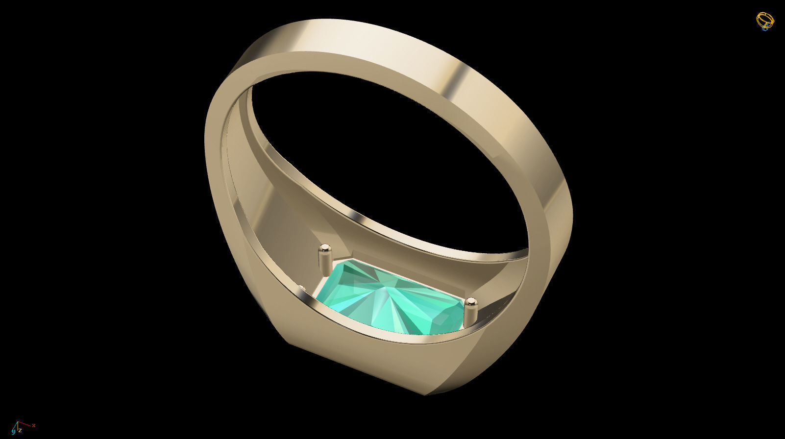 Octagonal Gem 7x5 mm Signet Pinky Ring 3D print model_18