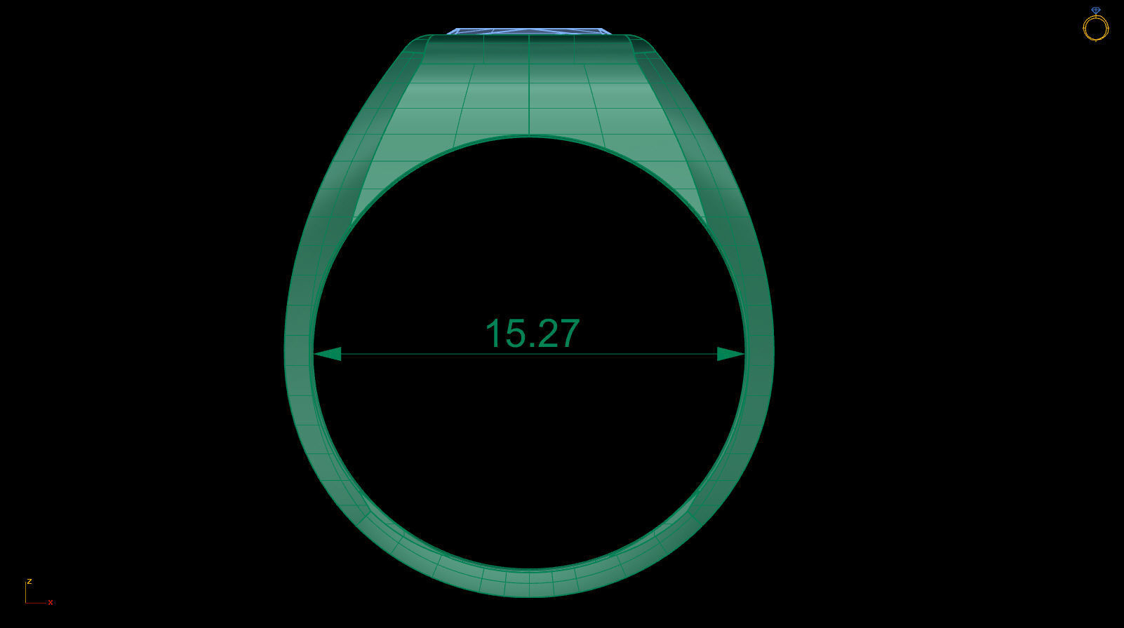 Octagonal Gem 7x5 mm Signet Pinky Ring 3D print model_5