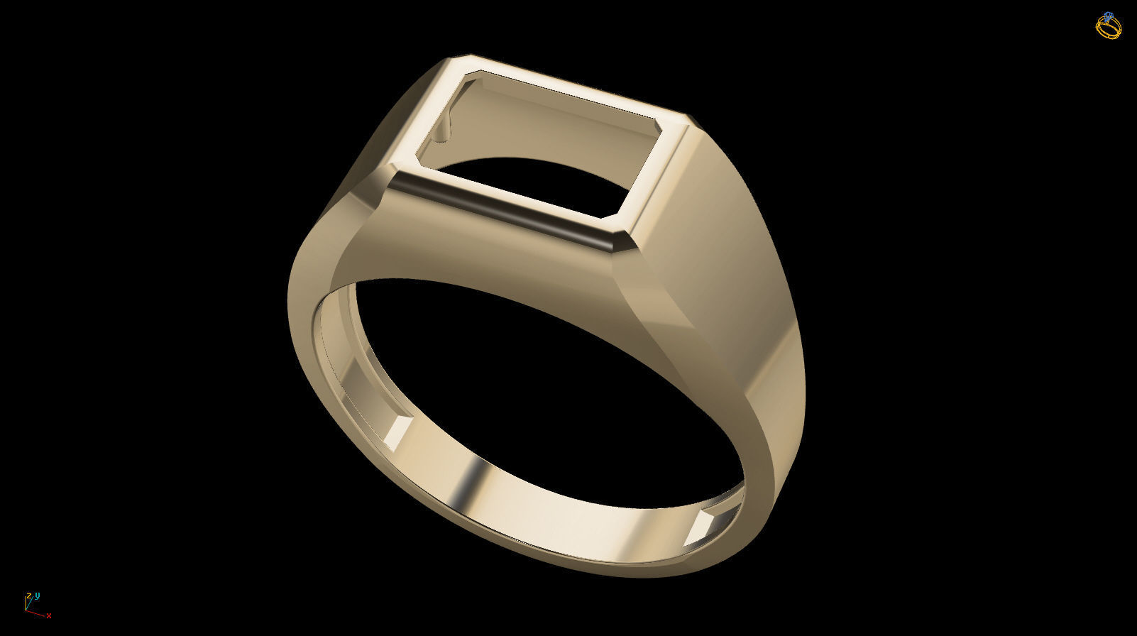 Octagonal Gem 7x5 mm Signet Pinky Ring 3D print model_15