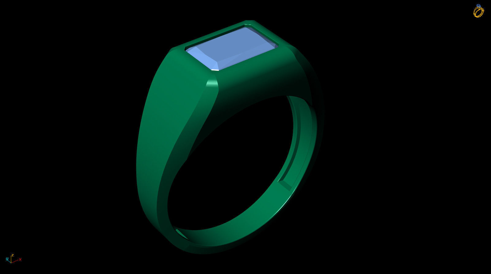 Octagonal Gem 7x5 mm Signet Pinky Ring 3D print model_14