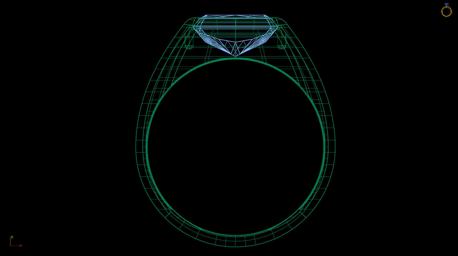 Octagonal Gem 7x5 mm Signet Pinky Ring 3D print model_9