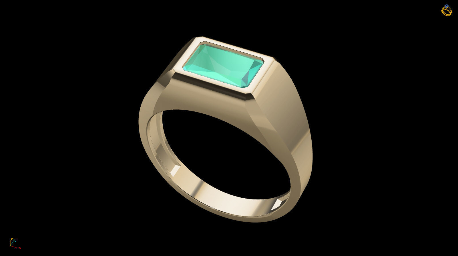 Octagonal Gem 7x5 mm Signet Pinky Ring 3D print model_17