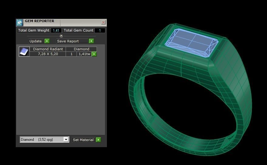 Octagonal Gem 7x5 mm Signet Pinky Ring 3D print model_6