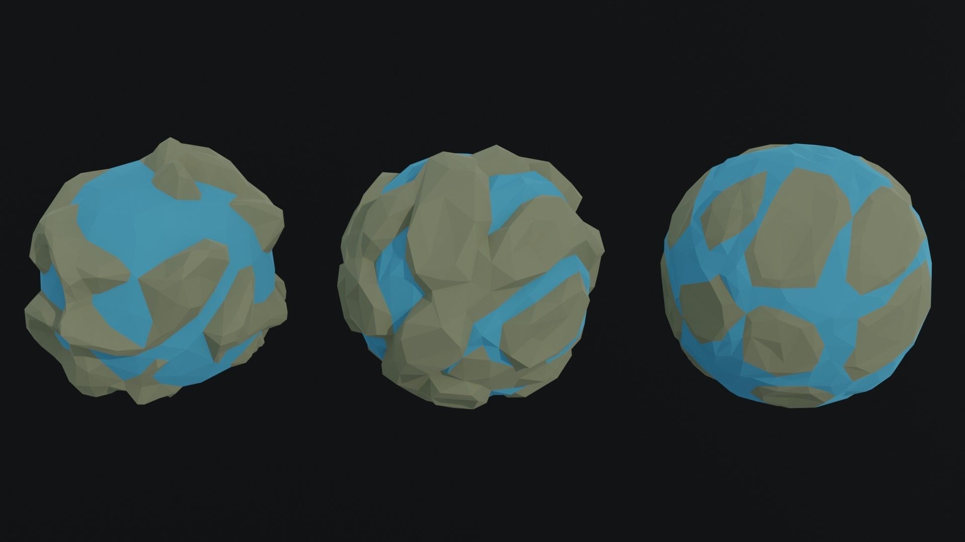 Cartoon planets Polygonal Style Low-poly 3D model_2