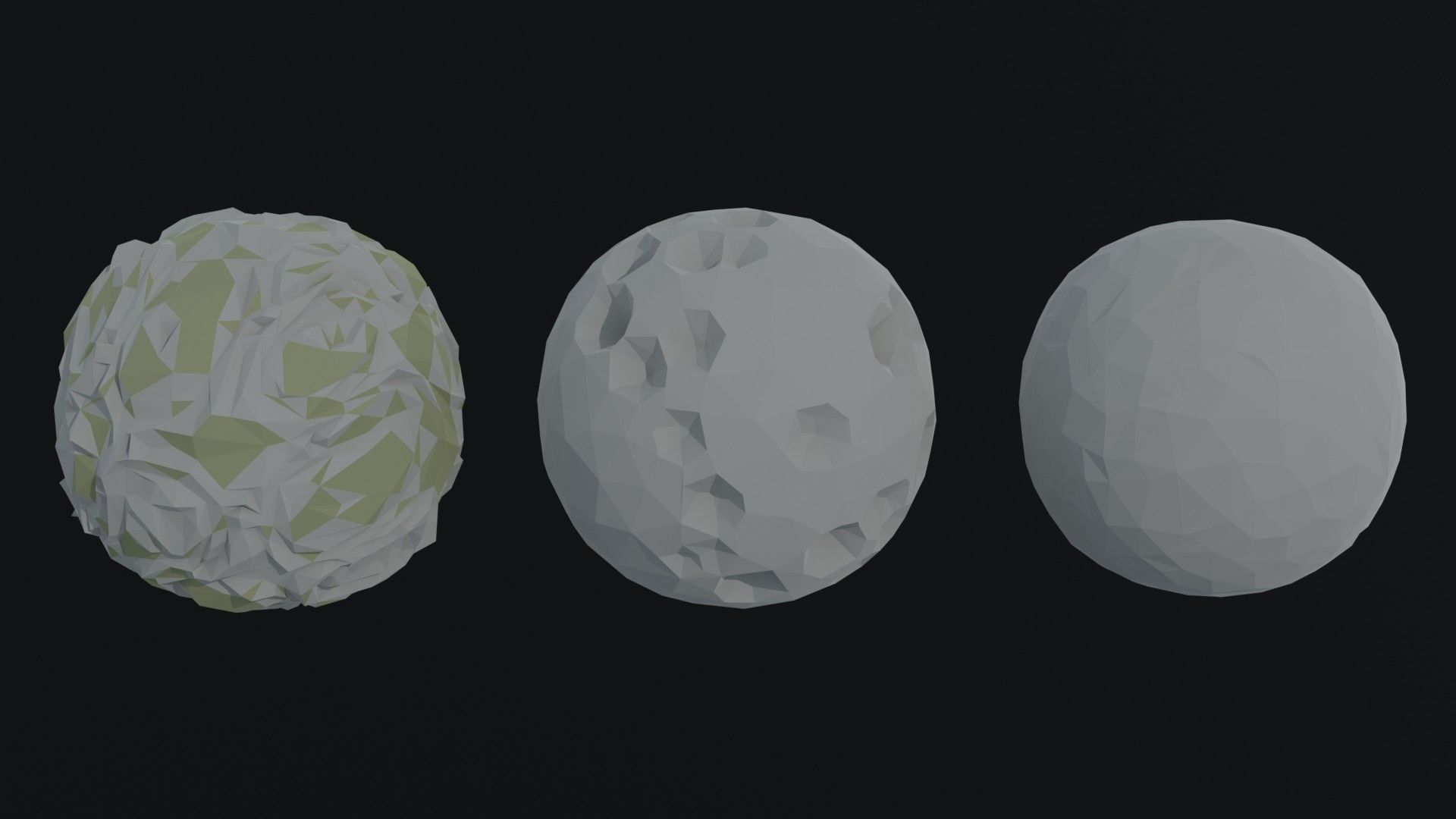 Cartoon planets Polygonal Style Low-poly 3D model_4