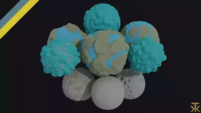 Cartoon planets Polygonal Style