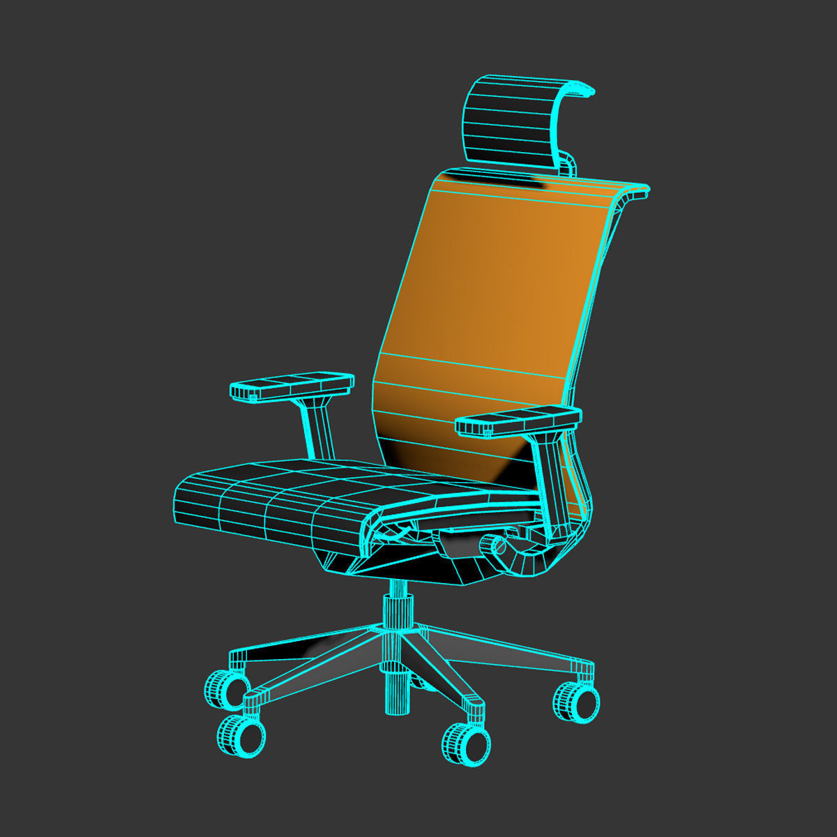 Think Chair by Steelcase Low-poly 3D model_4