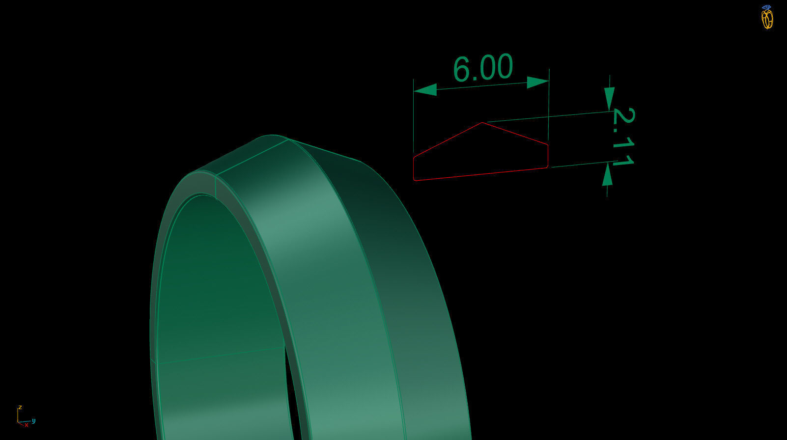 Apex profile Wedding Ring 6 mm Wide US Sizes 3D print model_11