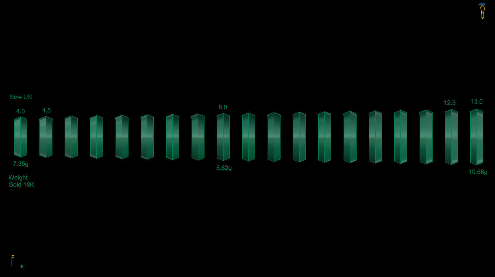 Apex profile Wedding Ring 6 mm Wide US Sizes 3D print model_16