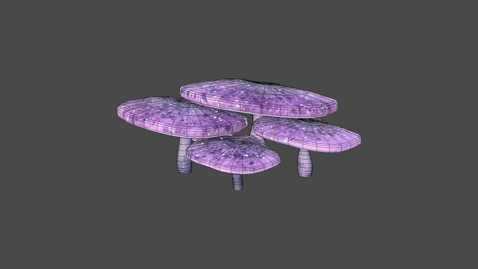 Fantasy Mushroom I01 Blue Purple - Scene Backdrop Design Low-poly 3D model_6