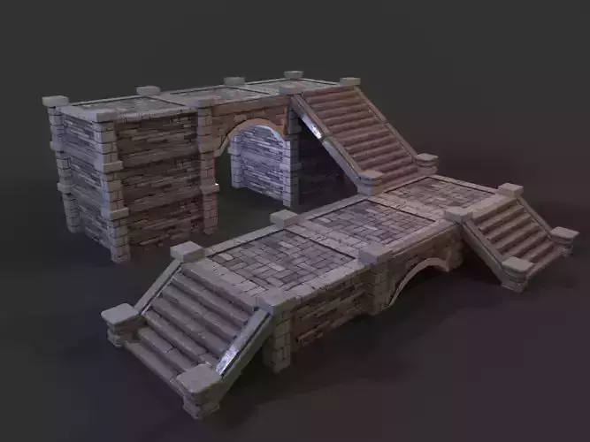 Modular medieval stone platforms for dungeon pack