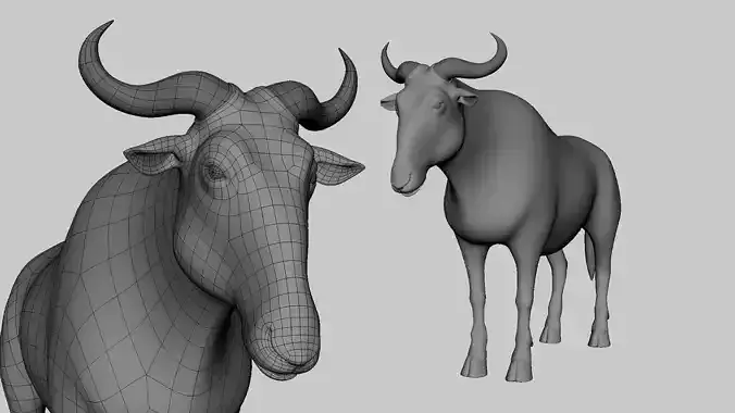 Wildebeest Model Low-poly 3D model