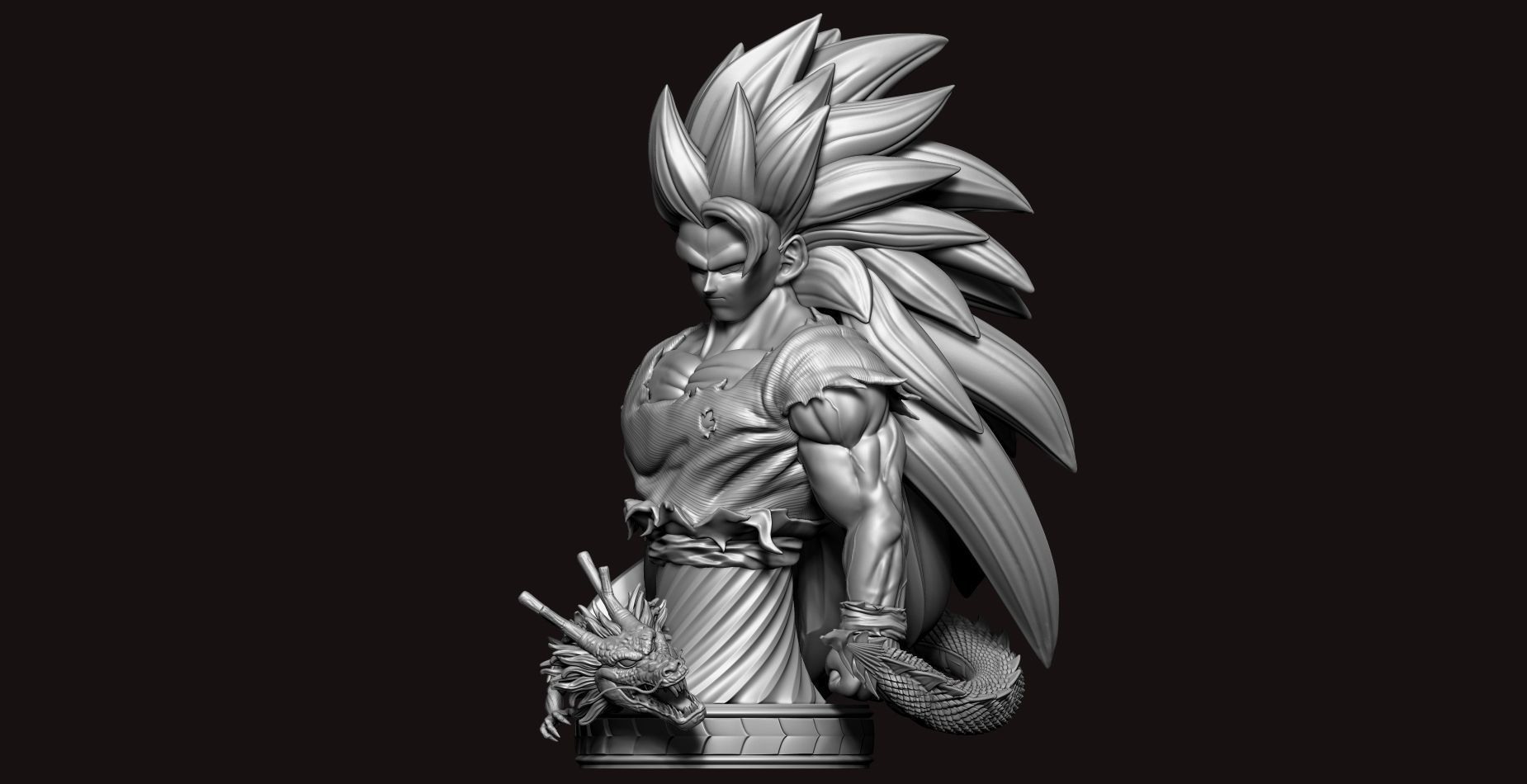 Goku ss3 bust 3D print model_3