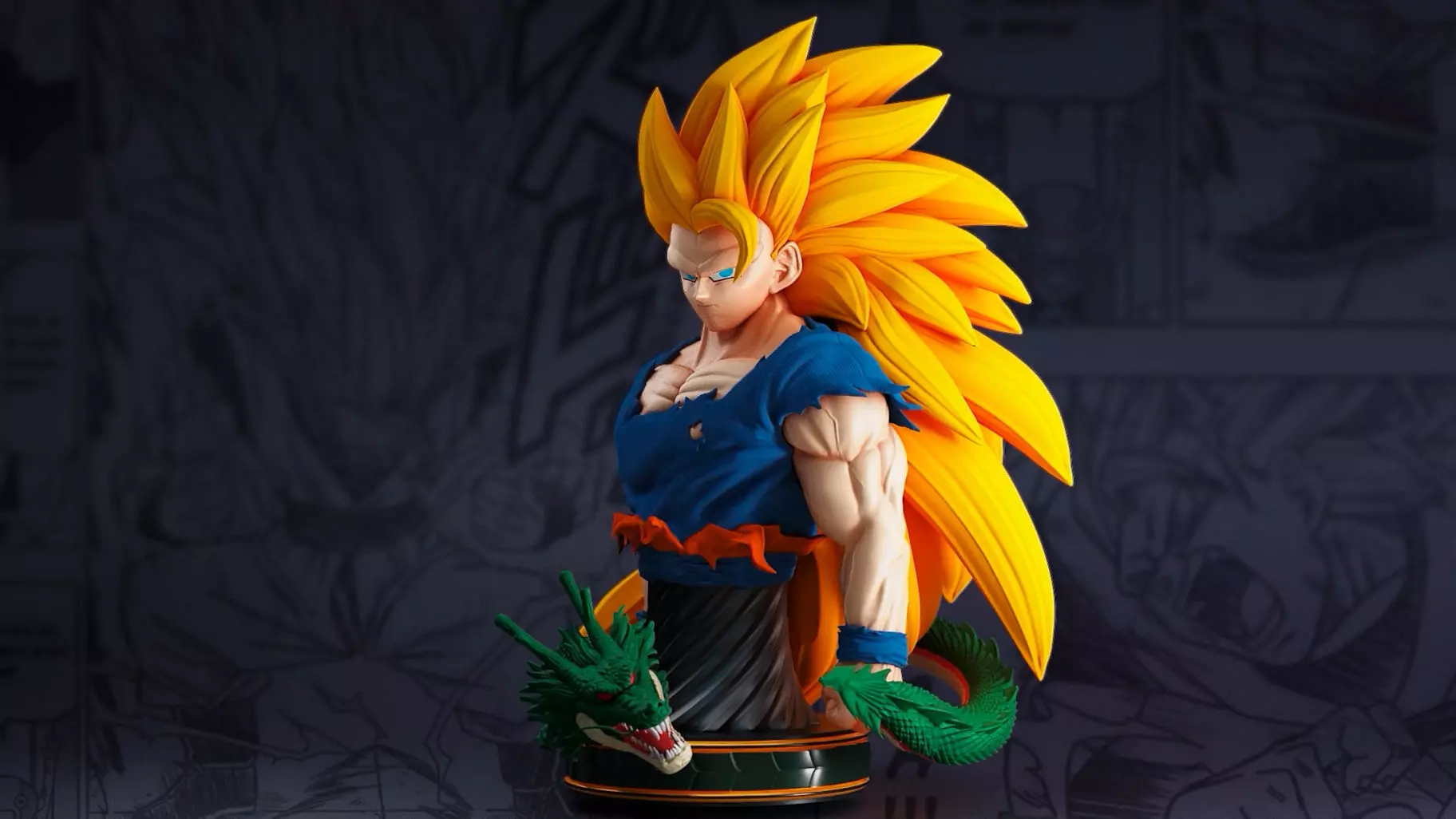 Goku ss3 bust 3D print model_0