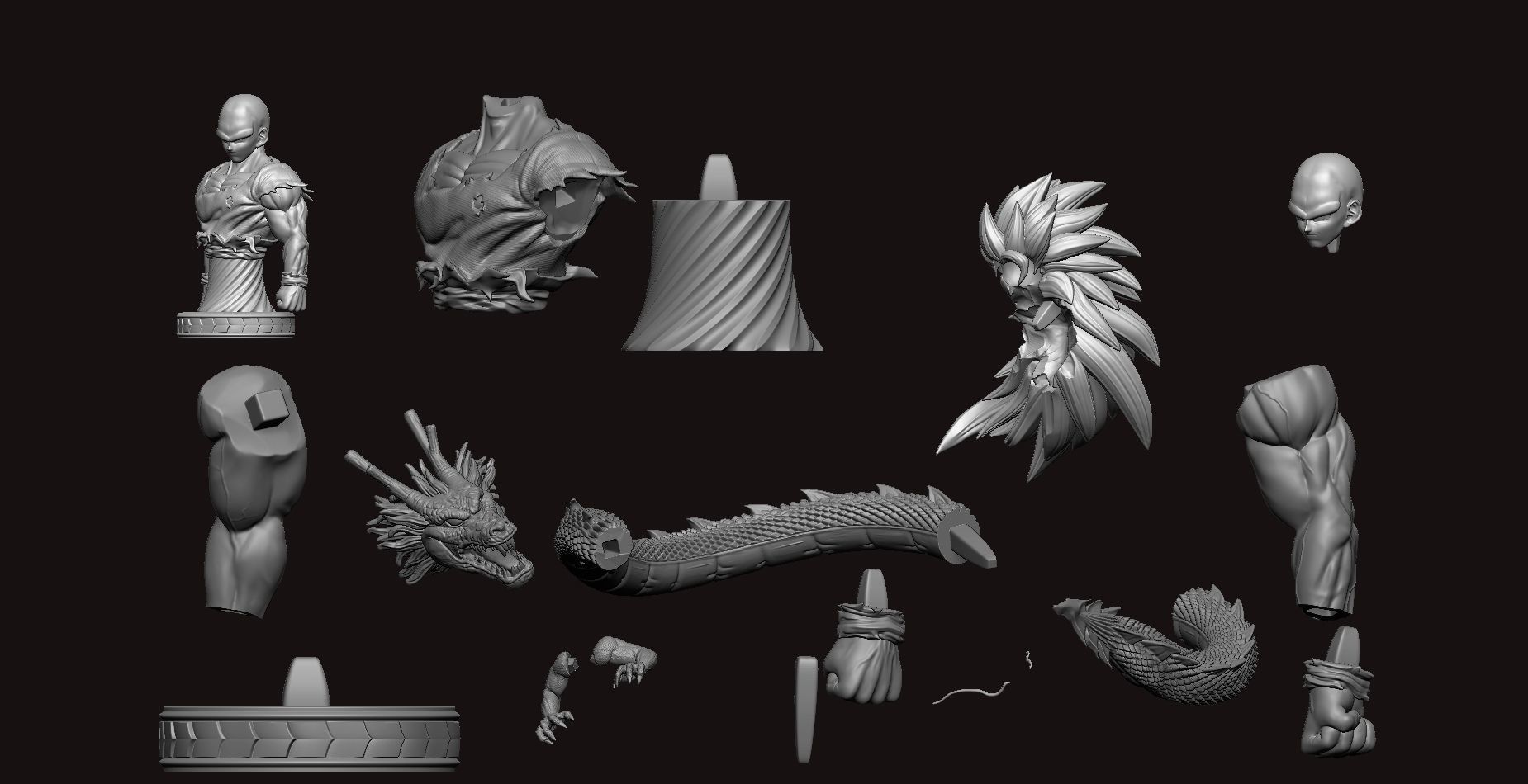 Goku ss3 bust 3D print model_4