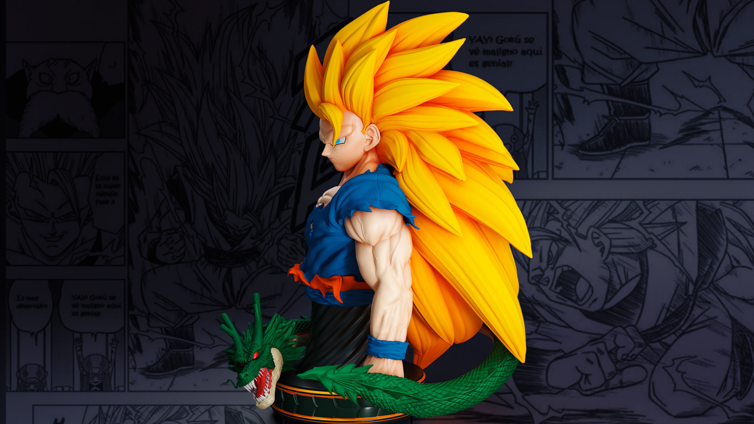 Goku ss3 bust 3D print model_2