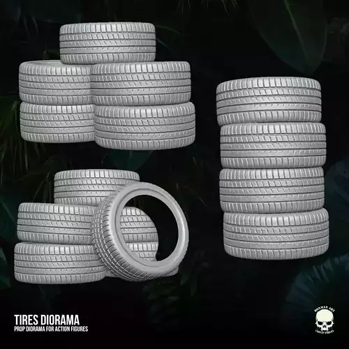 Diorama tires Collection 3D printable files for Action Figures 3D print model