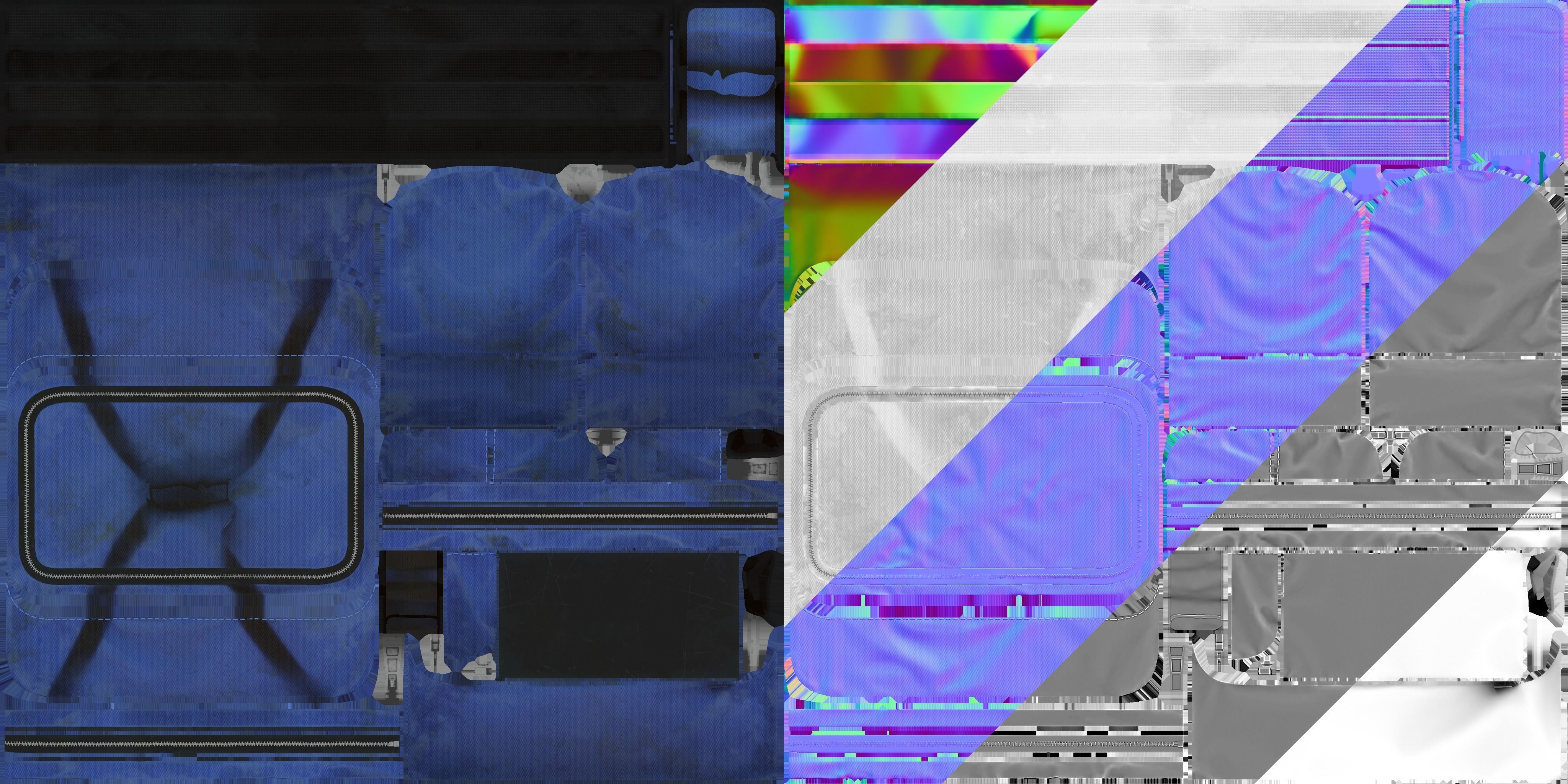 Old utility duffle bag travel hand bag for Unreal Engine Low-poly 3D model_7