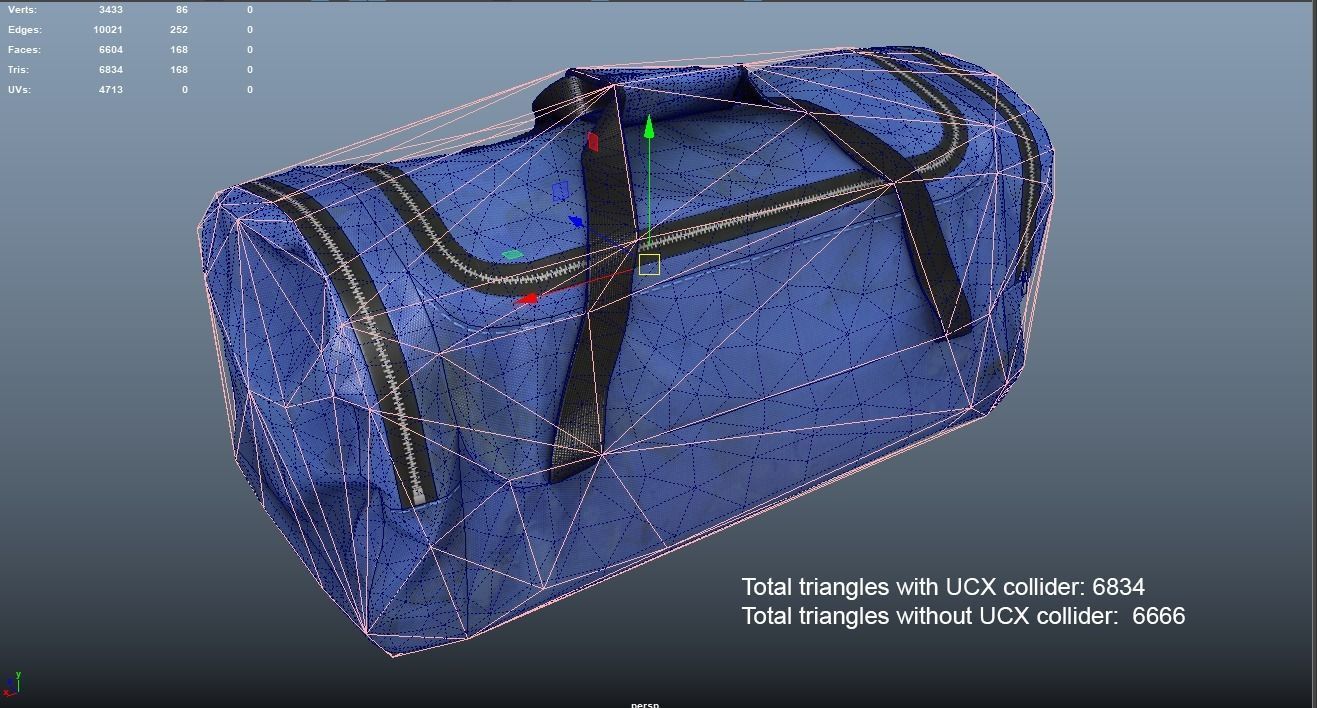 Old utility duffle bag travel hand bag for Unreal Engine Low-poly 3D model_12