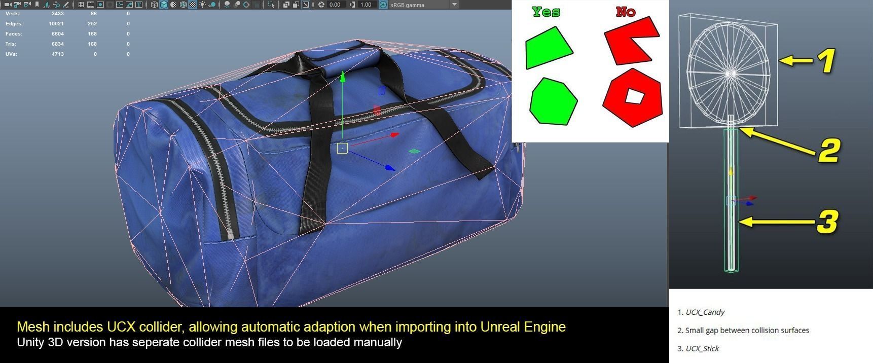 Old utility duffle bag travel hand bag for Unreal Engine Low-poly 3D model_11