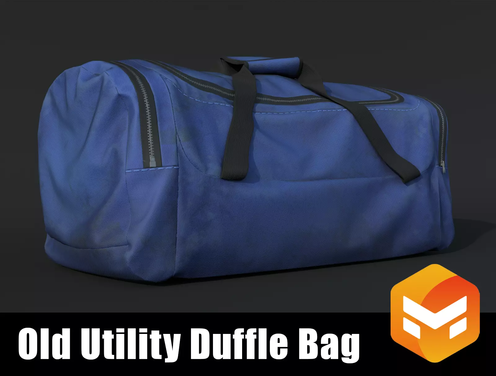 Old utility duffle bag travel hand bag for Unreal Engine Low-poly 3D model_0