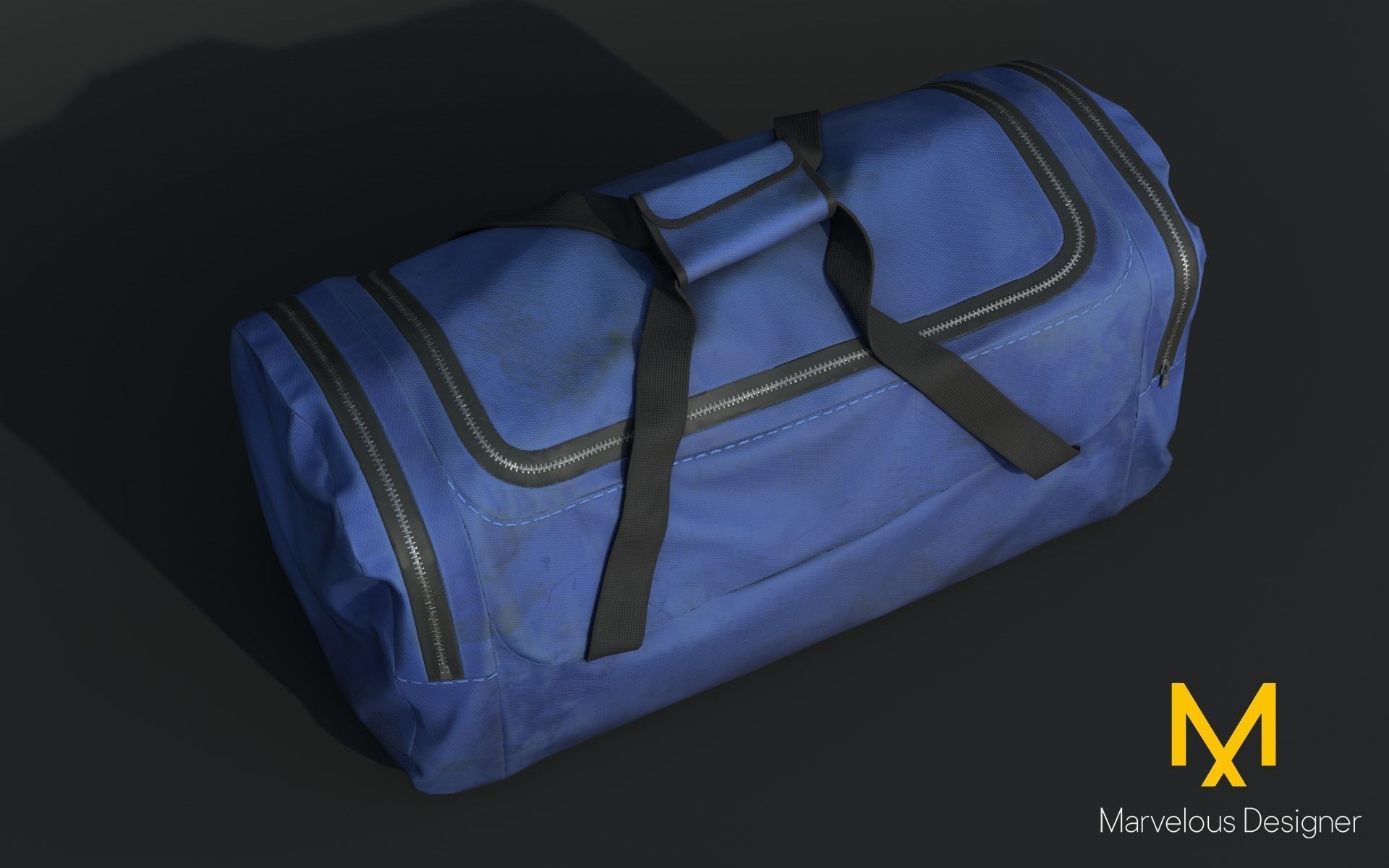Old utility duffle bag travel hand bag for Unreal Engine Low-poly 3D model_4