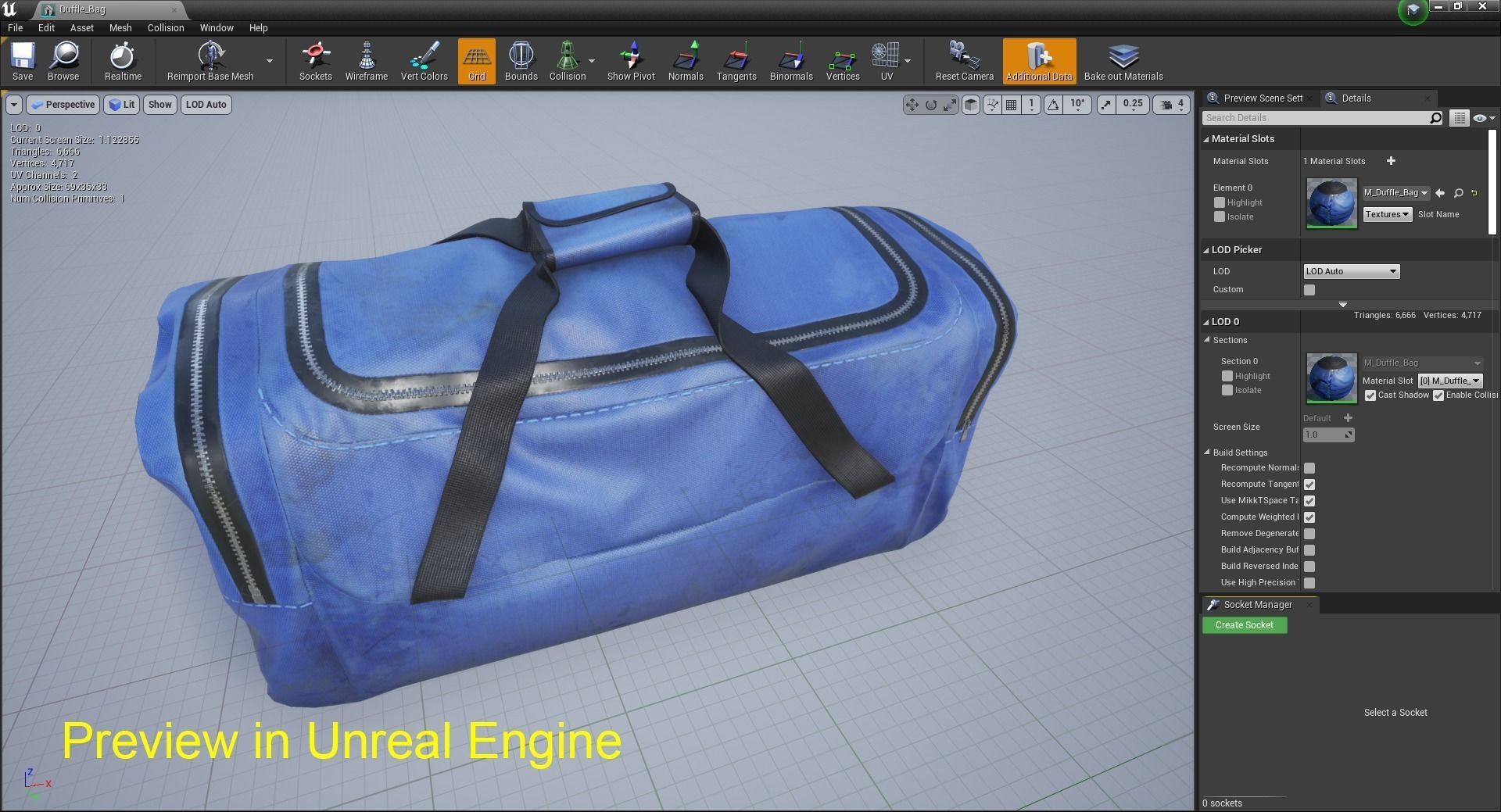 Old utility duffle bag travel hand bag for Unreal Engine Low-poly 3D model_8