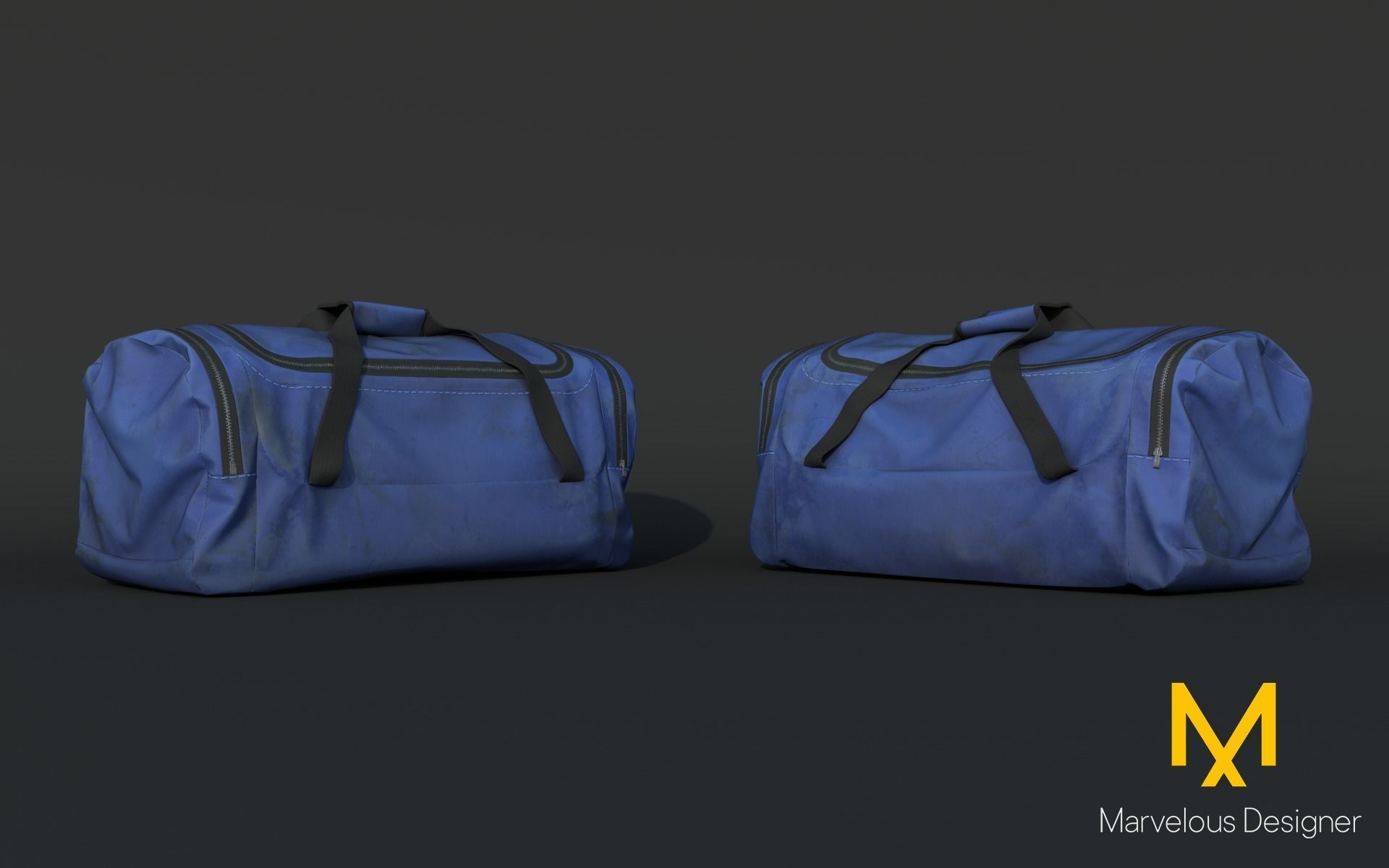 Old utility duffle bag travel hand bag for Unreal Engine Low-poly 3D model_5