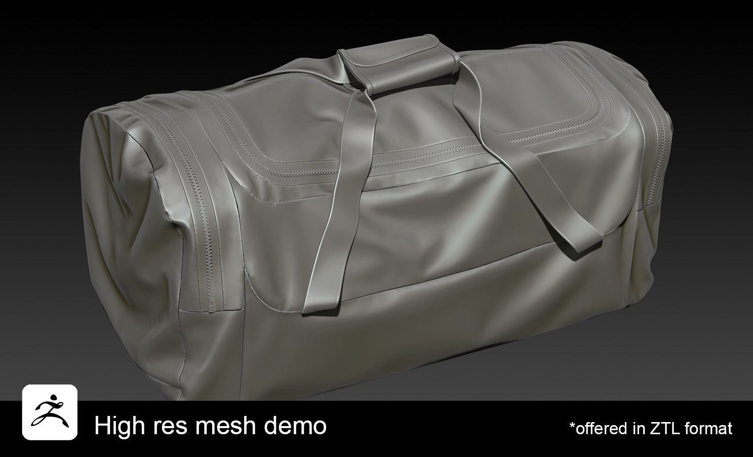 Old utility duffle bag travel hand bag for Unreal Engine Low-poly 3D model_6