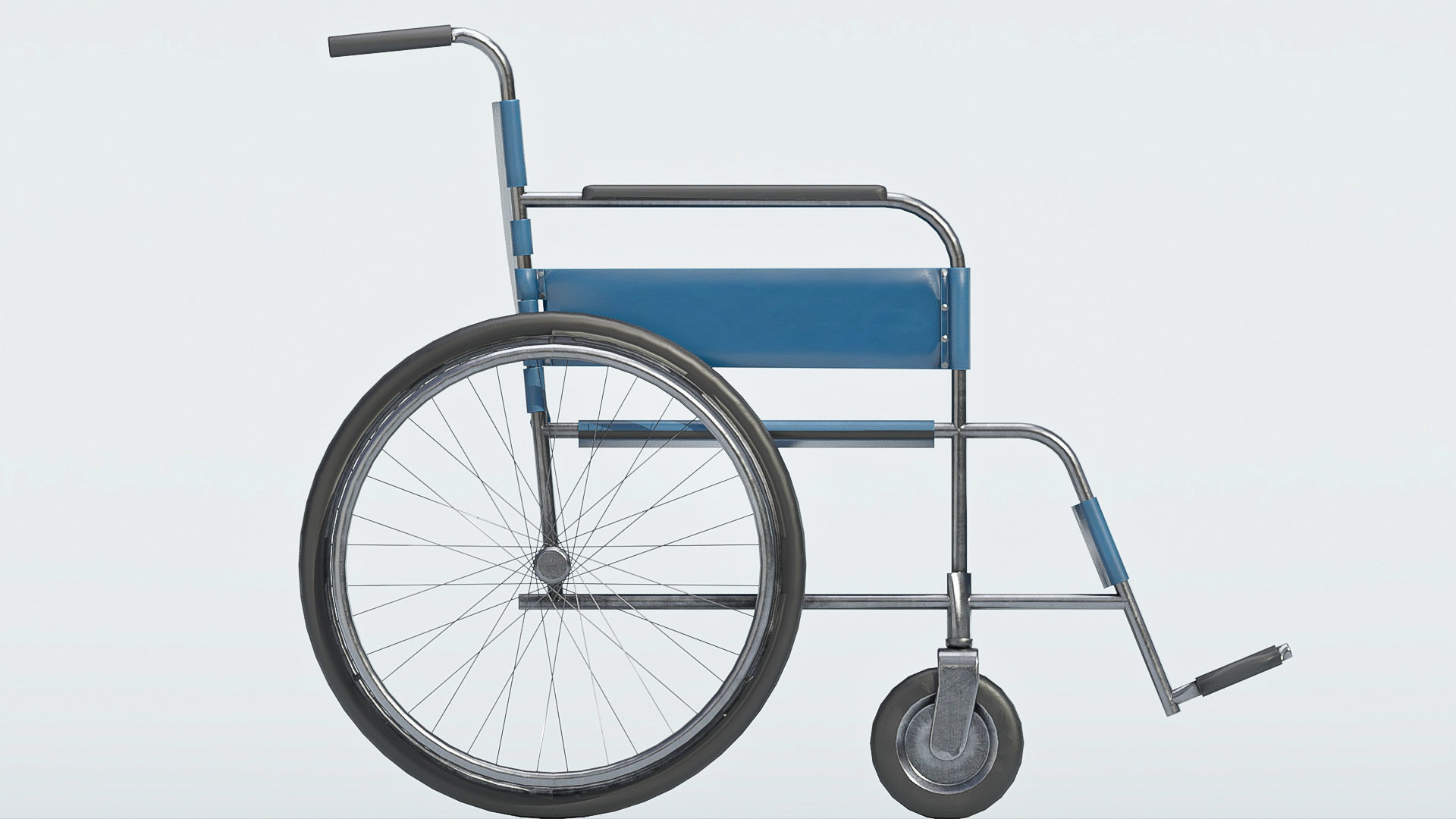 Hospital wheelchair Low-poly 3D model_6