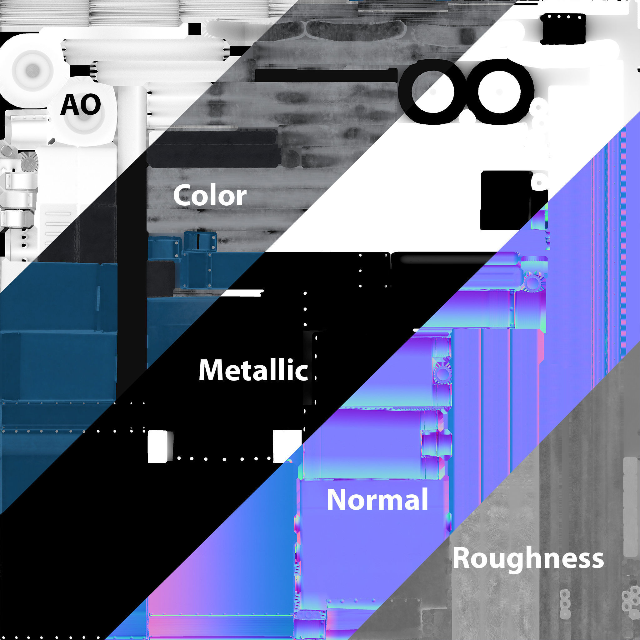 Hospital wheelchair Low-poly 3D model_12