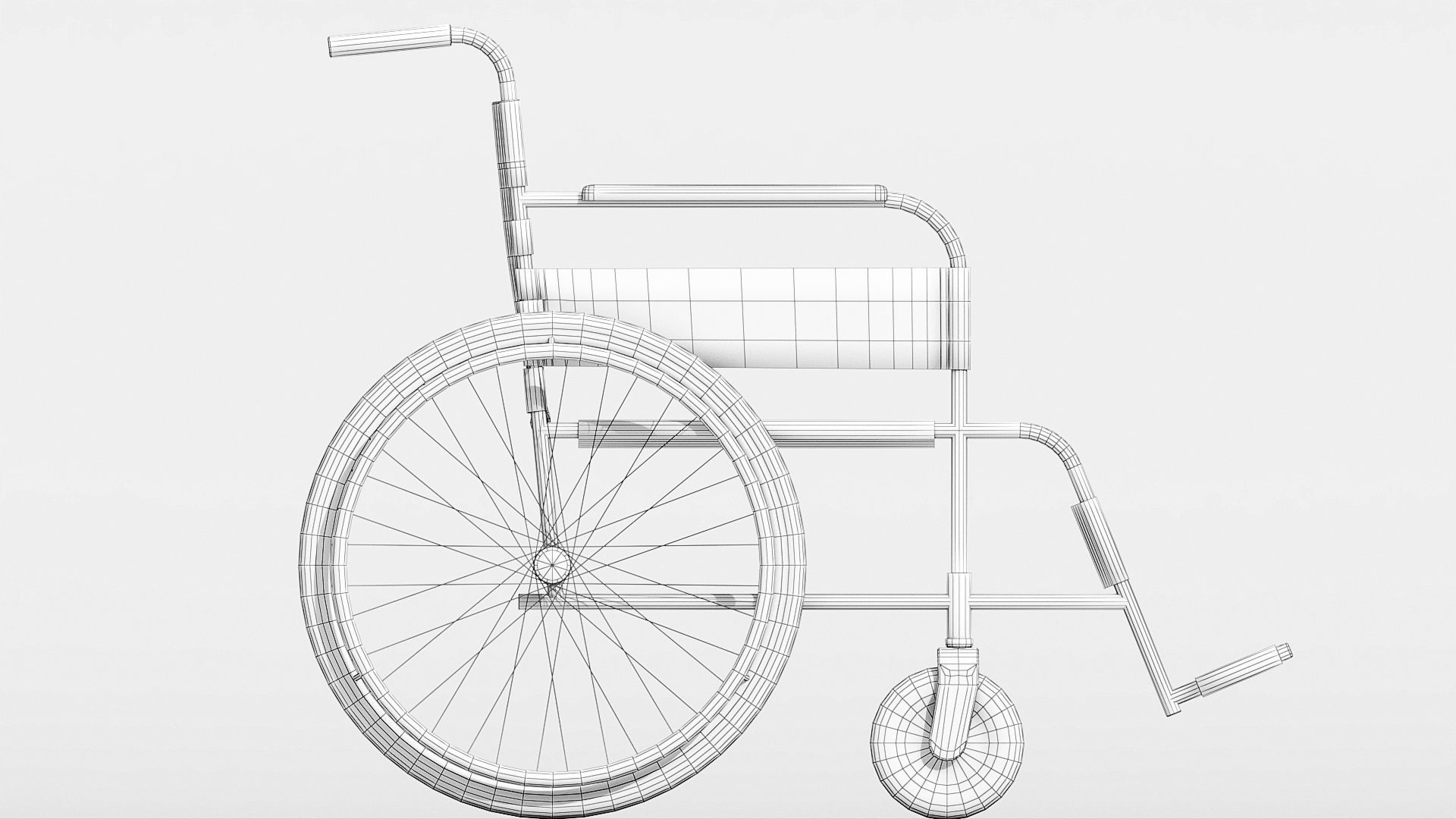 Hospital wheelchair Low-poly 3D model_7