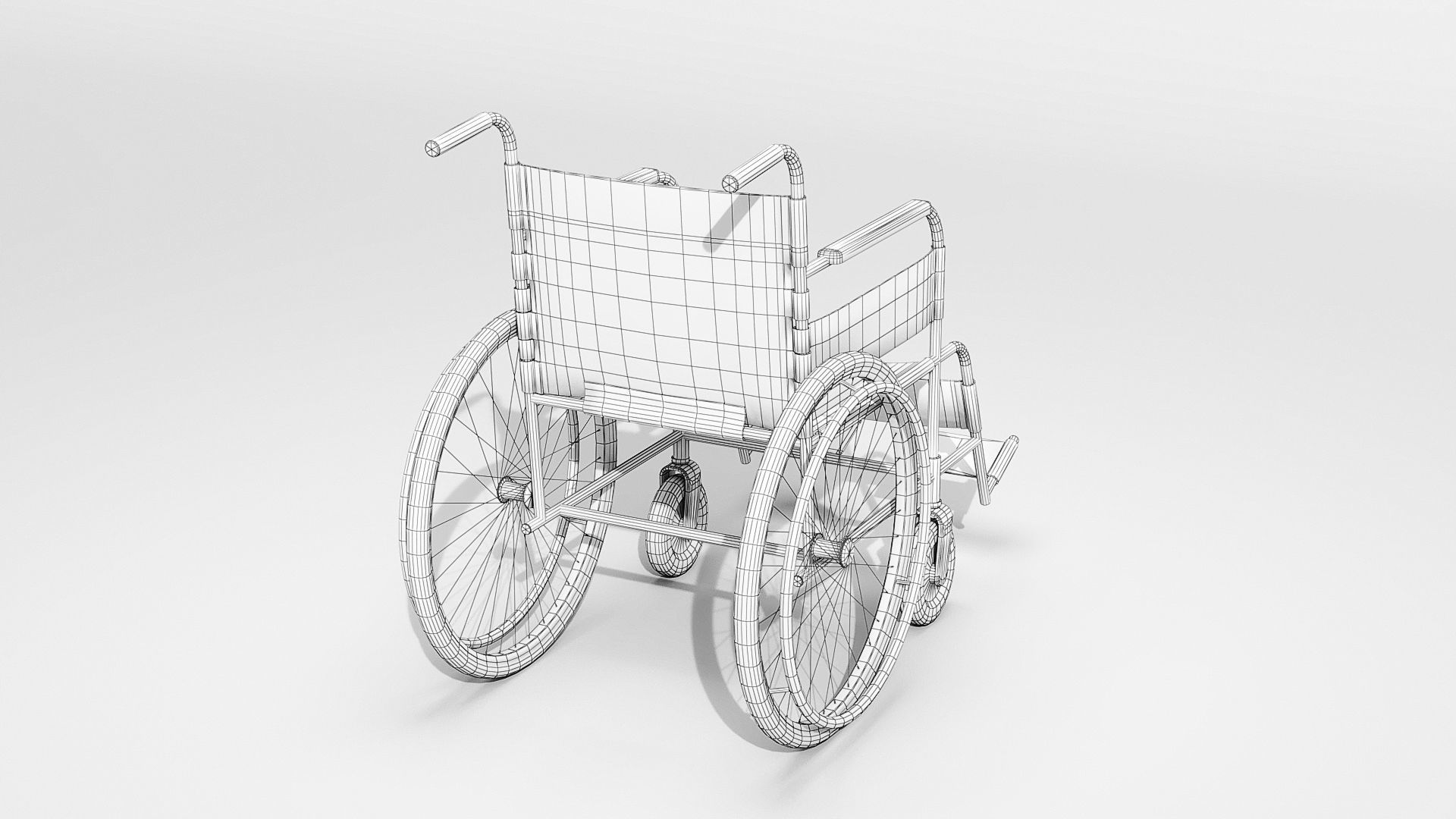 Hospital wheelchair Low-poly 3D model_3