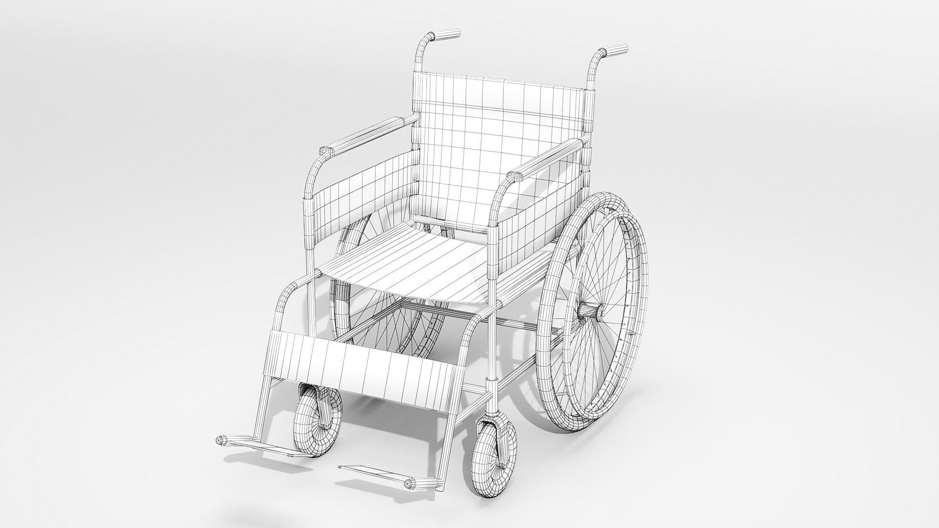 Hospital wheelchair Low-poly 3D model_1