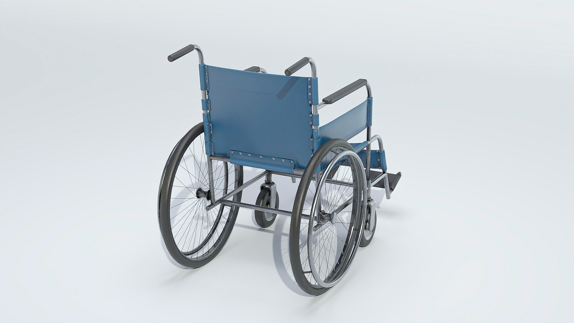 Hospital wheelchair Low-poly 3D model_2
