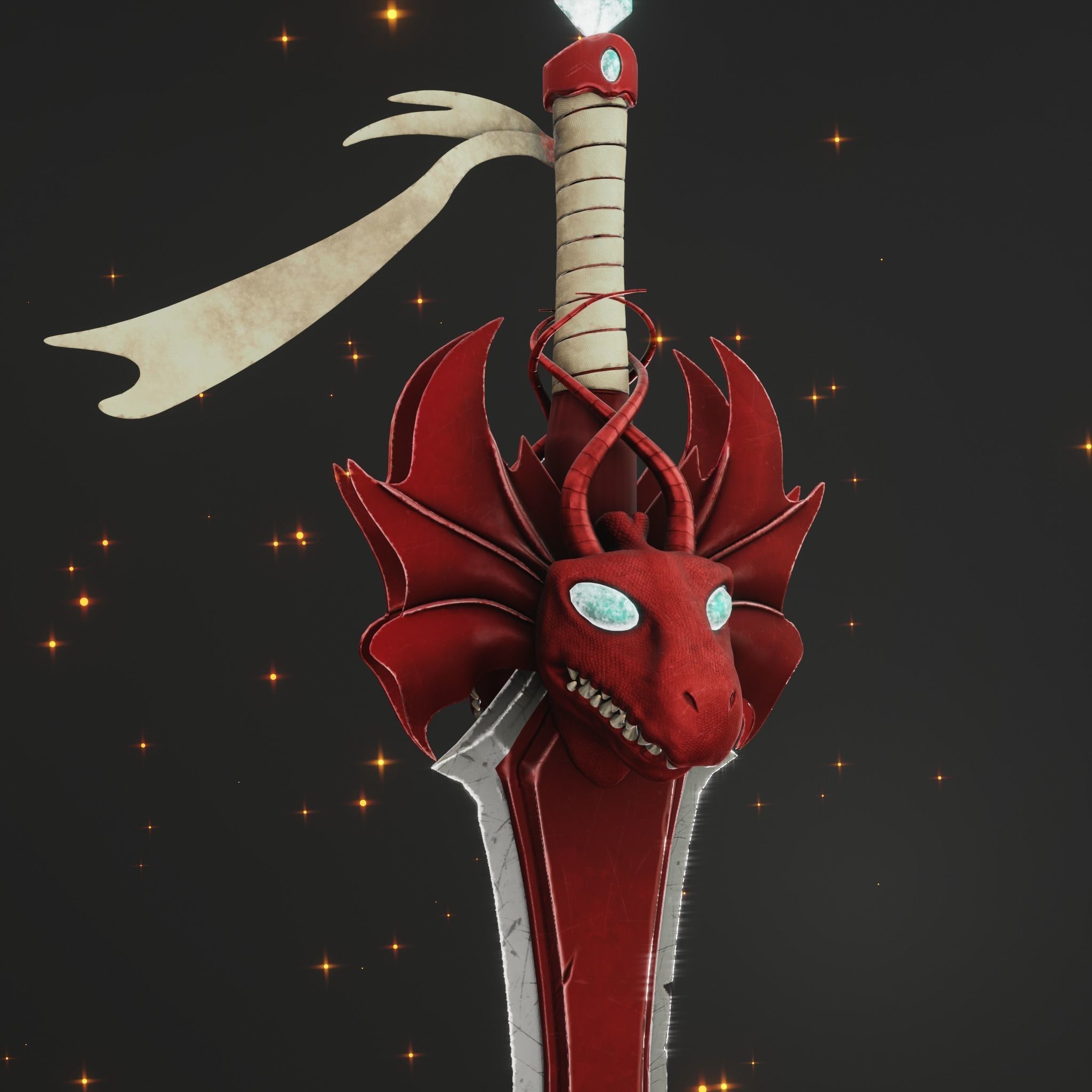 Stylized Dragon Sword Game Ready 3D Model Low-poly 3D model_5