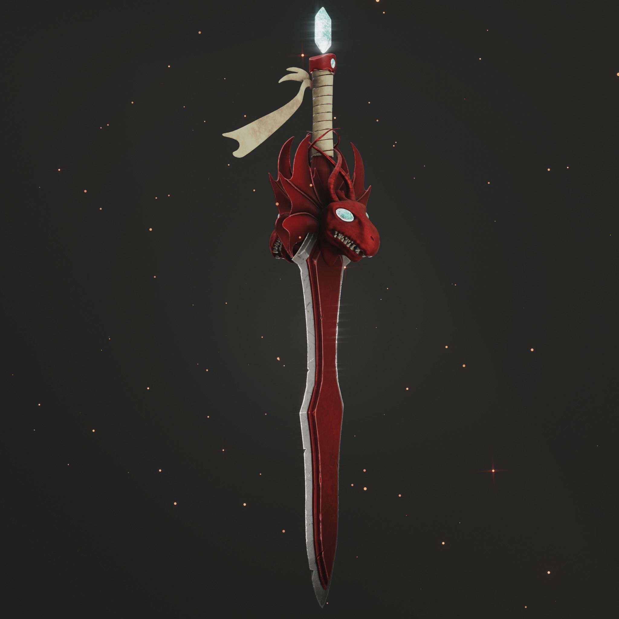 Stylized Dragon Sword Game Ready 3D Model Low-poly 3D model_2