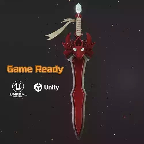 Stylized Dragon Sword Game Ready 3D Model Low-poly 3D model
